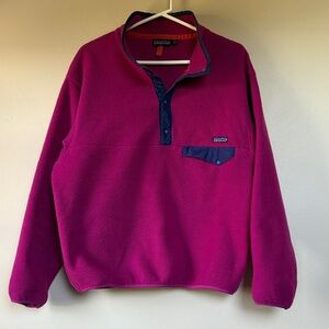 Vintage 1991 Patagonia Synchilla Fleece Snap-T Pullover, Mens Large, Pink